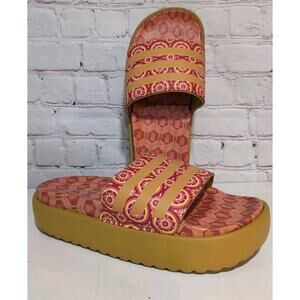 Adidas Farm Rio Adilette Platform Slides Sz 8 Victory Gold Tomato Red Pineapple